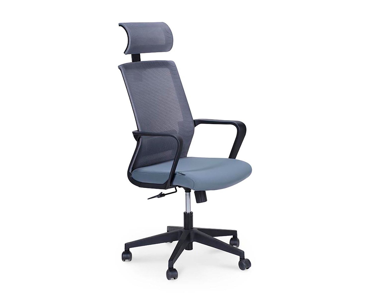 Кресло офисное / Интер / база нейлон / черный пластик / серая сетка / серая ткань