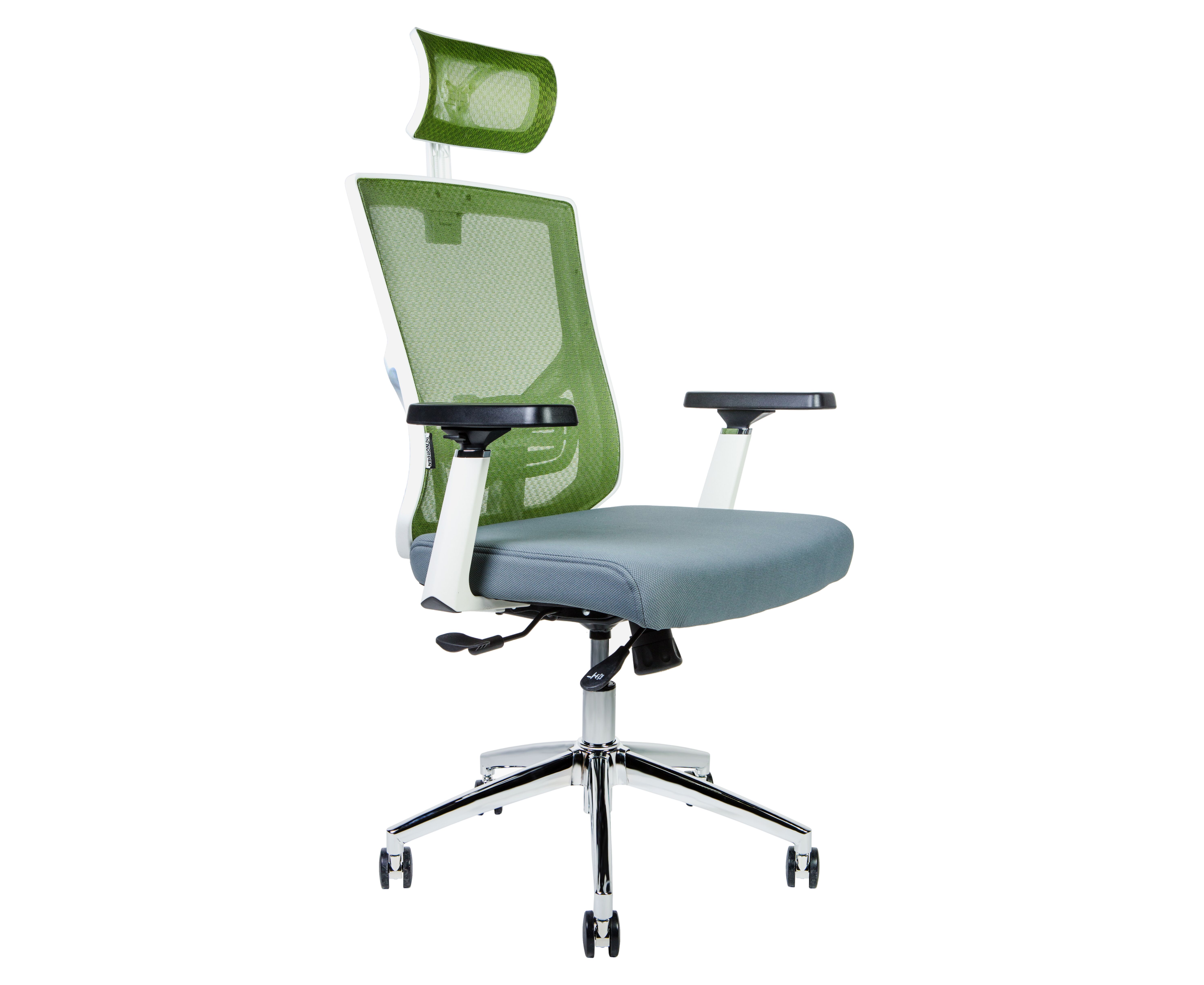 Кресло офисное / Гарда / белый пластик / зеленая сетка / серая сидушка