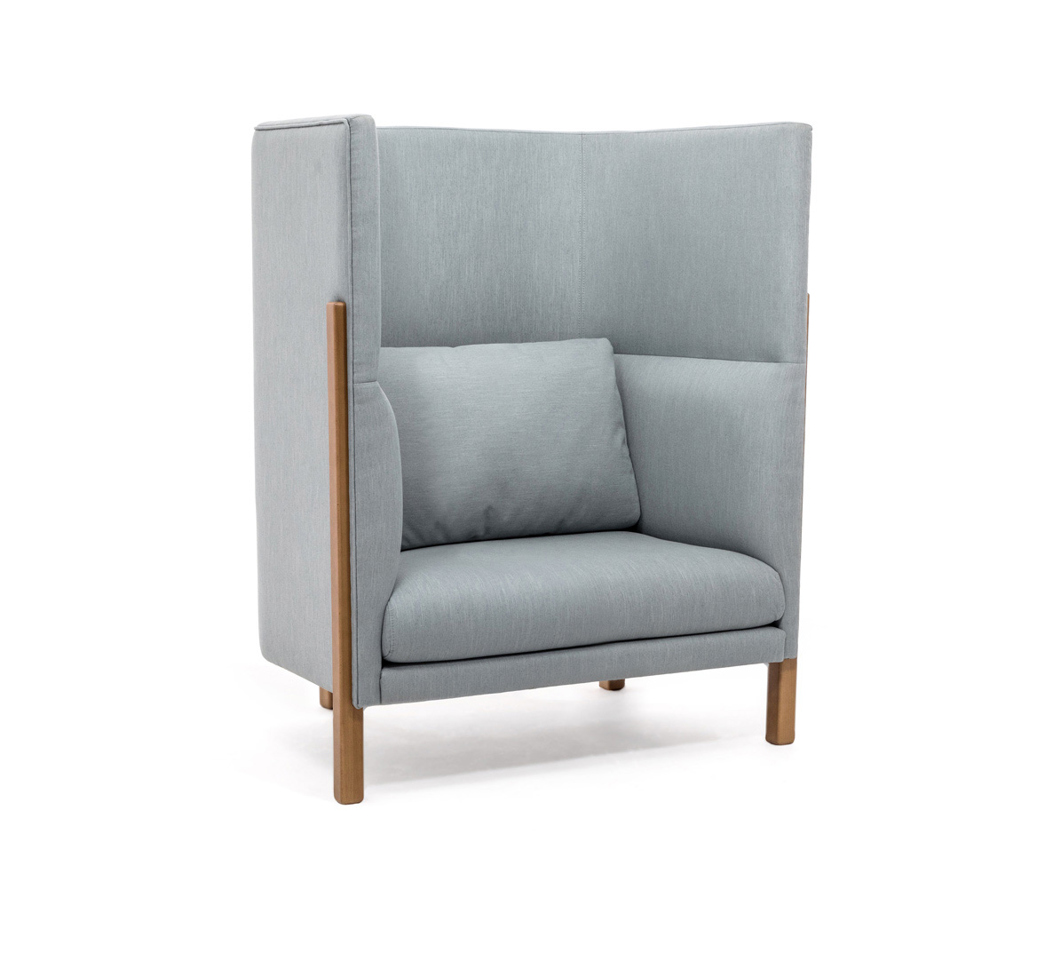 Кресло TORDINO с высокой спинкой, серо-голубое/орех