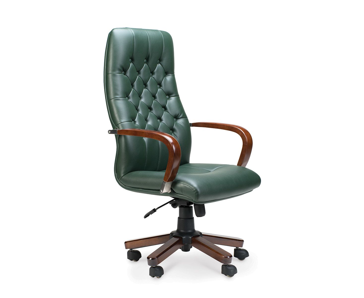 Кресло офисное / Честер / дерево / зеленая экокожа