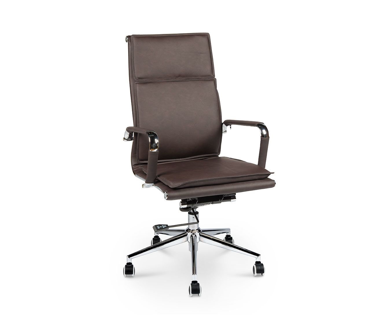 Кресло офисное / Харман / (brown) хром / темно- коричневая экокожа