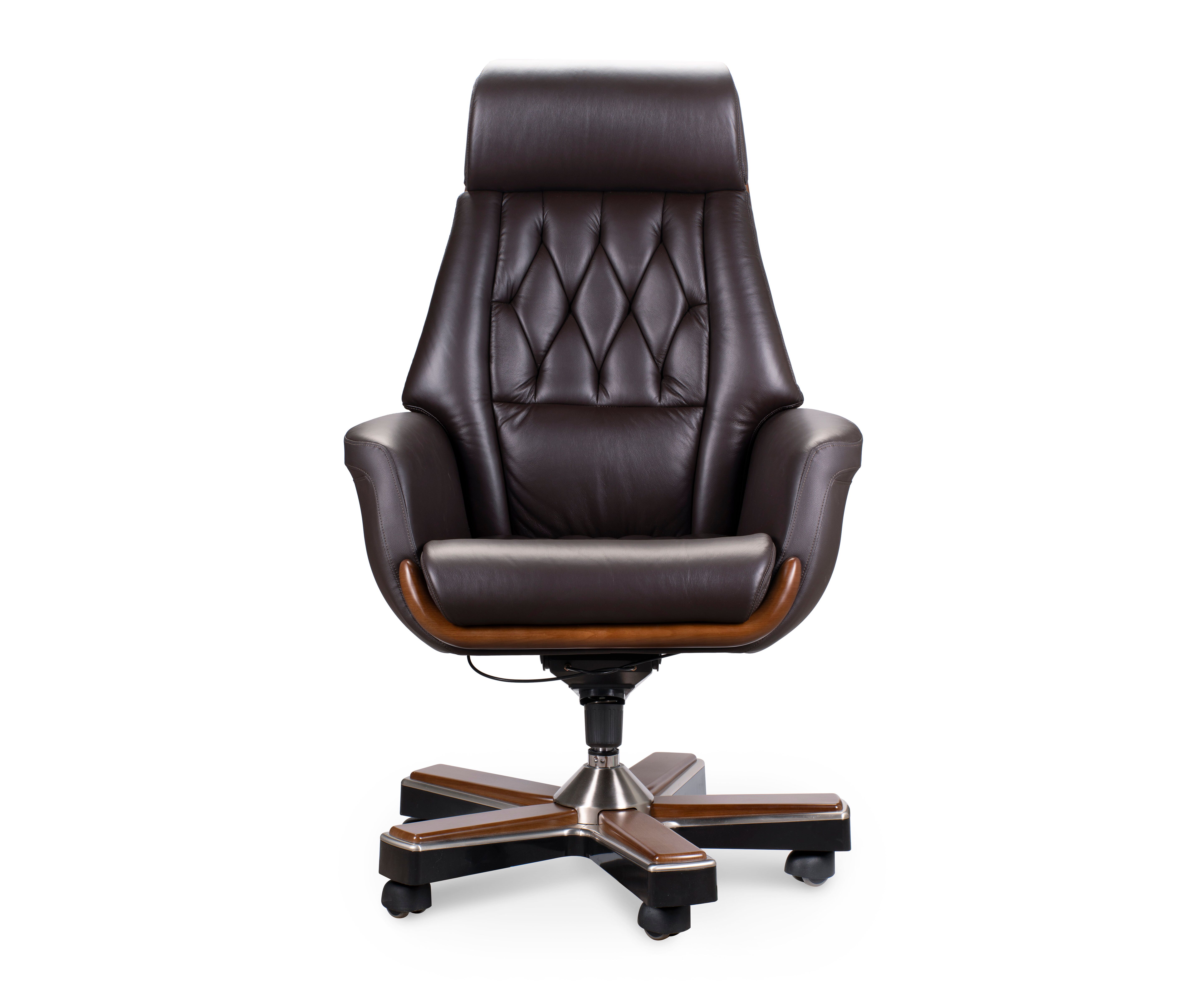 Кресло офисное / Трон / коричневая кожа