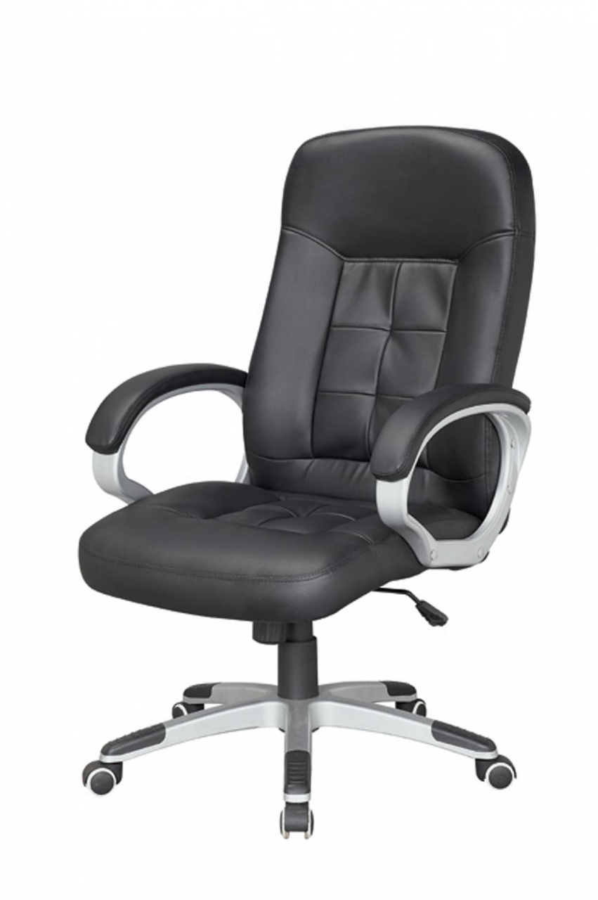 кресло офисное джек серый пластик чёрная экокожа H-1178-70