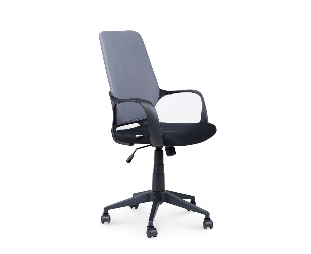 Кресло офисное / Стиль / черный пластик / серая спинка / черная сидушка