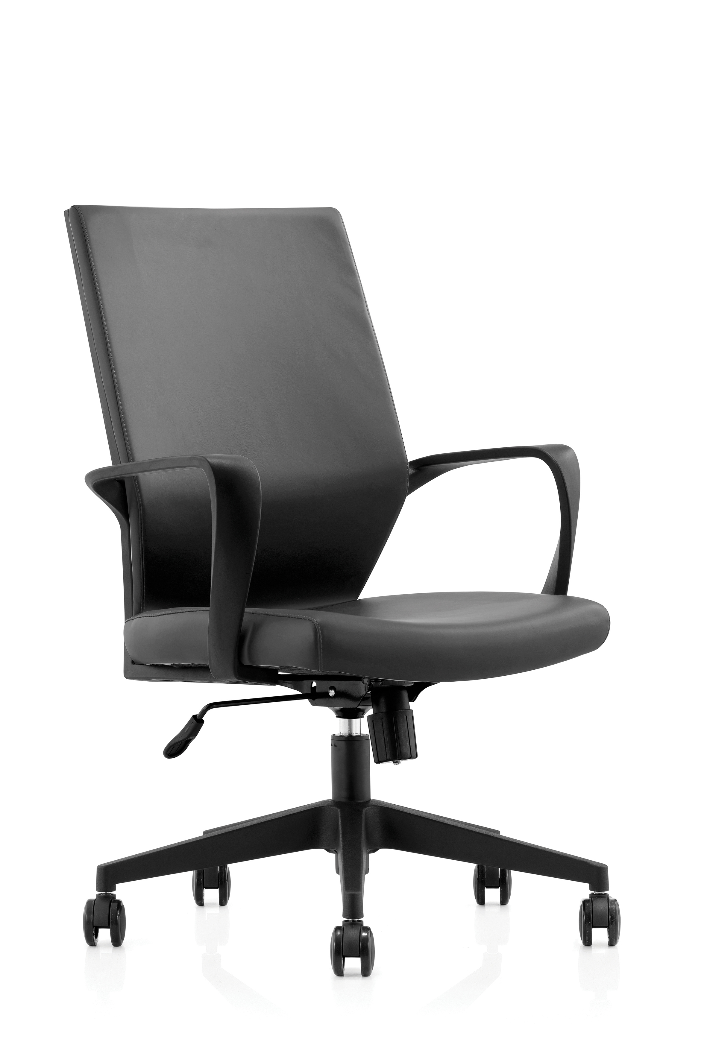 Кресло офисное / Союз LB / черный пластик / черная экокожа
