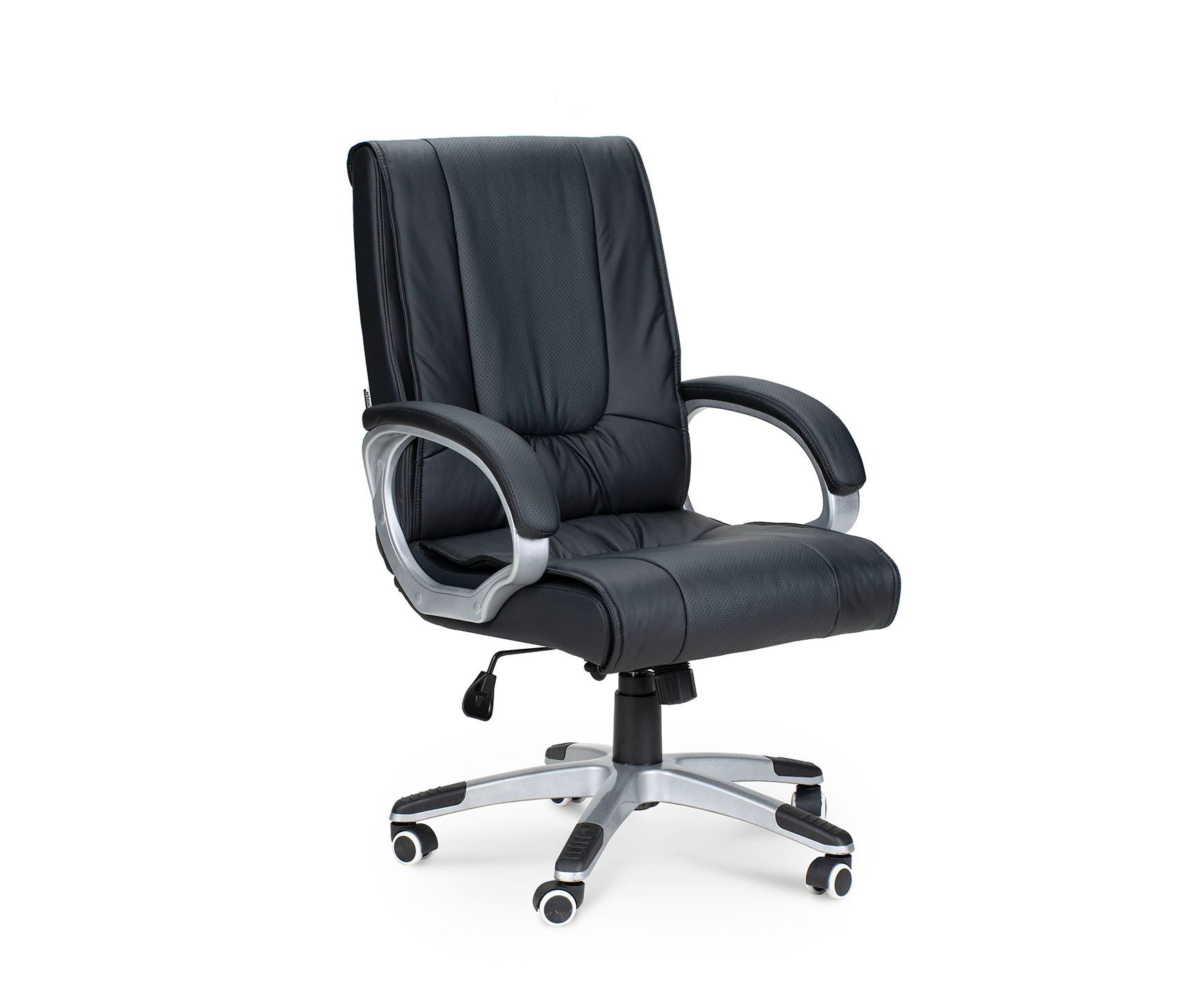 Кресло офисное / Модена / серый пластик / черная экокожа