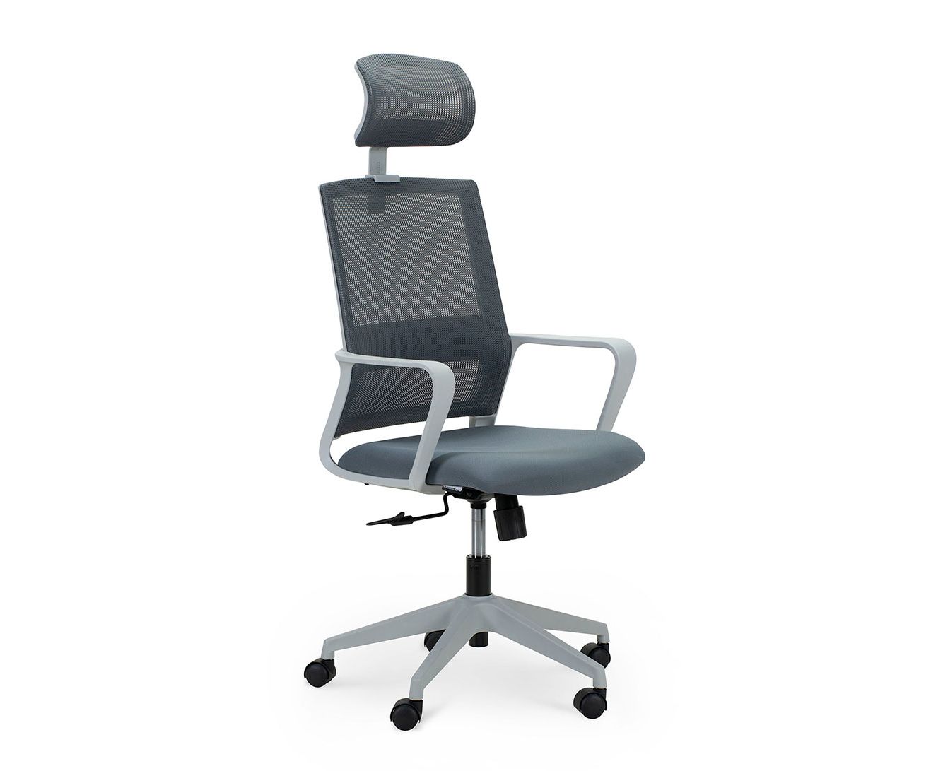 Кресло офисное / Практик grey / серый пластик / серая сетка / серая ткань
