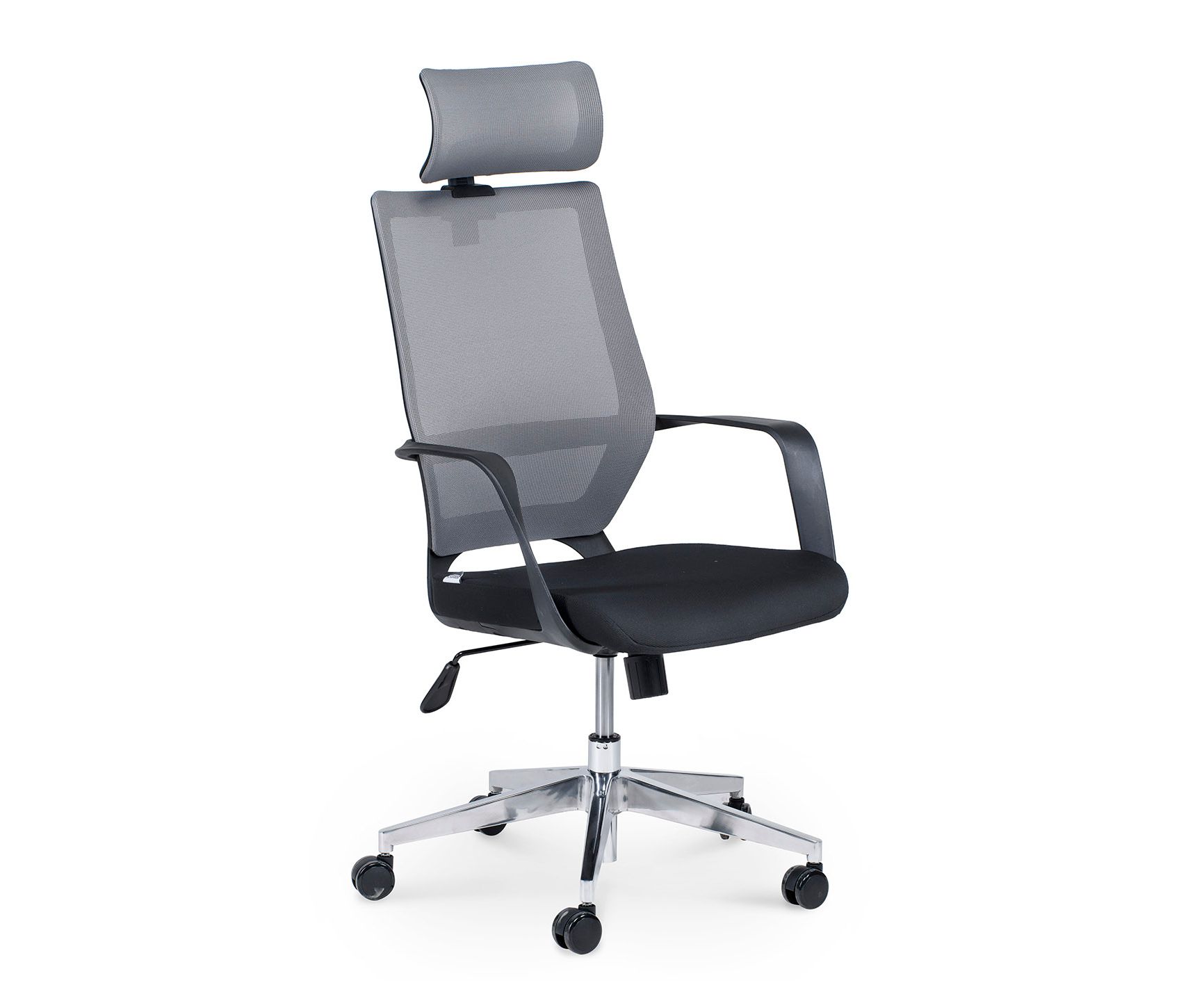Кресло офисное / Варио 2 / черный пластик / серая сетка спинка/ черная ткань сиденье