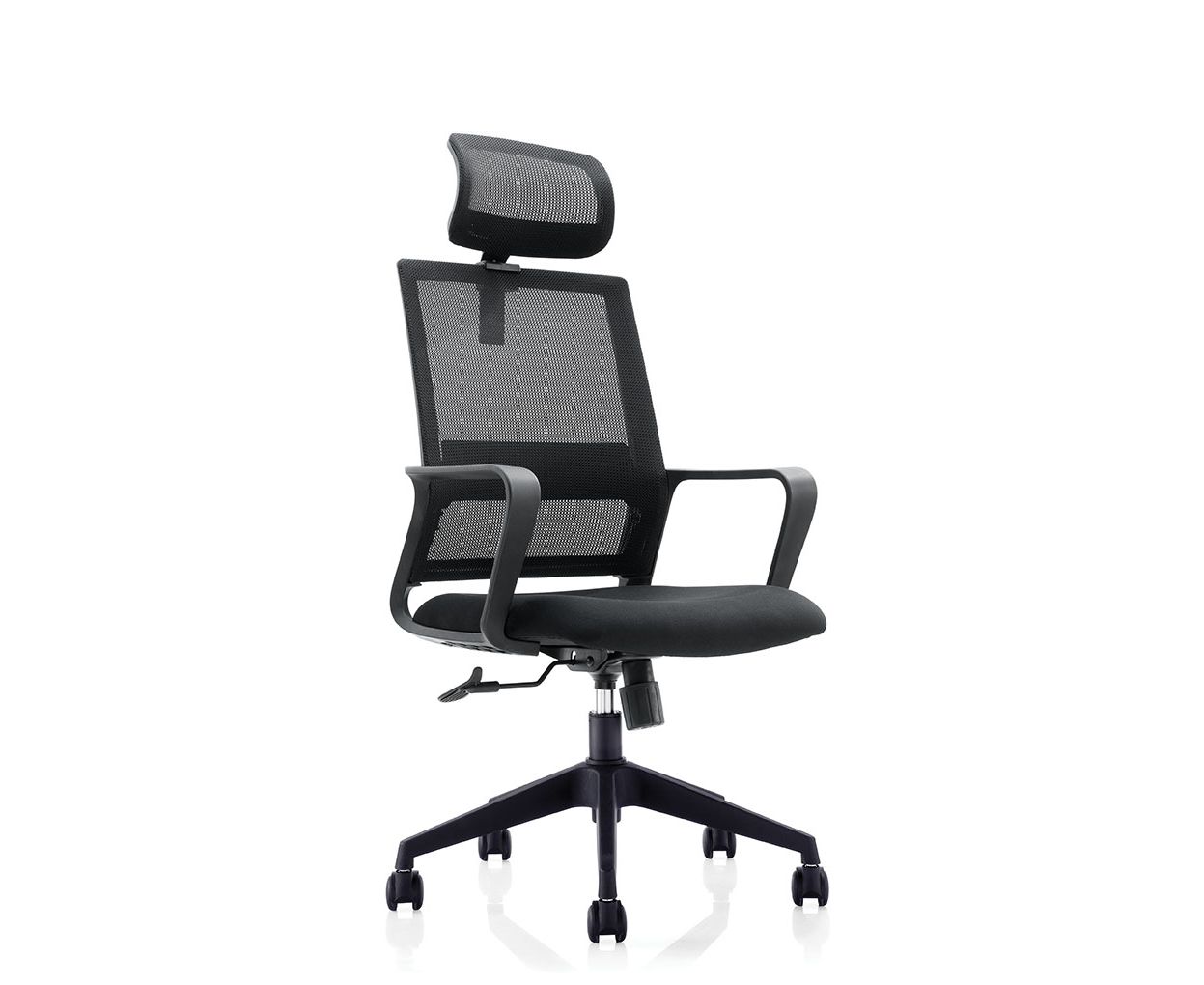 Кресло офисное / Практик / черный пластик / черная сетка / черная ткань