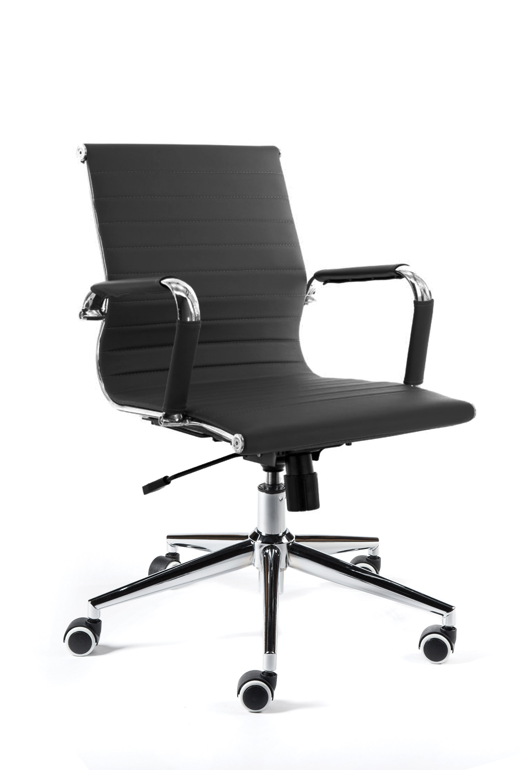 Кресло офисное / Техно LB / хром / черная экокожа