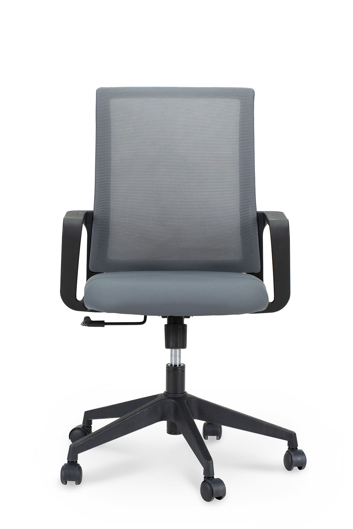 Кресло офисное / Стронг LB / черный пластик / серая сетка / серая ткань