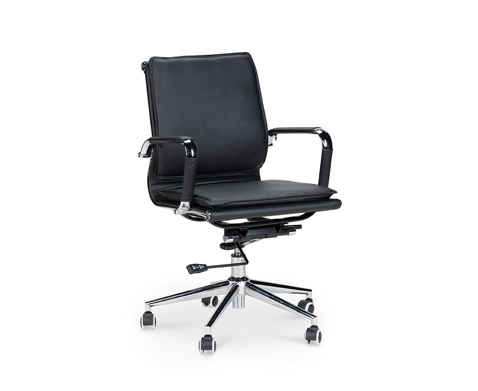 Кресло офисное / Харман LB / (black) хром / черная экокожа