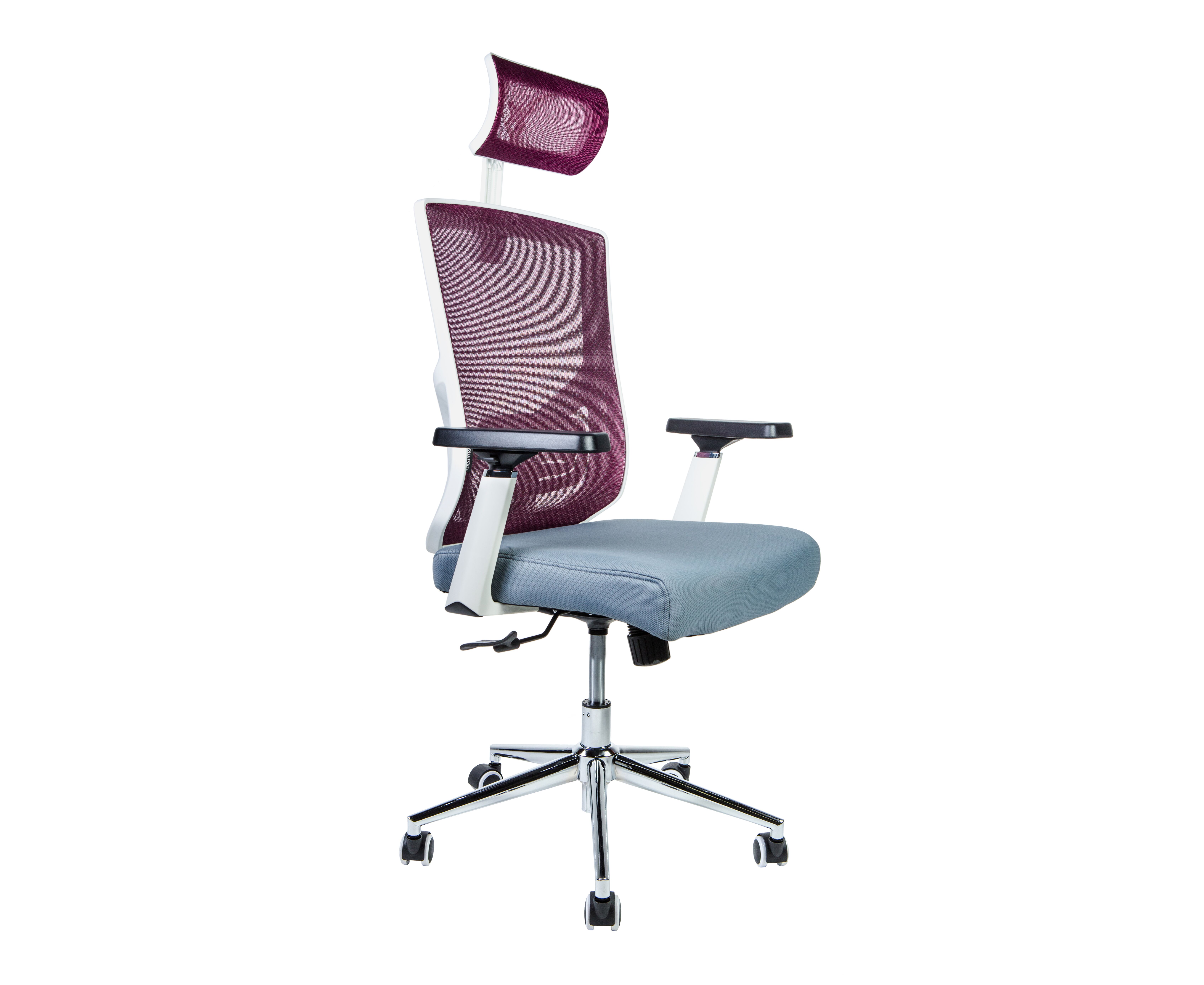 Кресло офисное / Гарда / белый пластик / вишневая сетка / серая сидушка