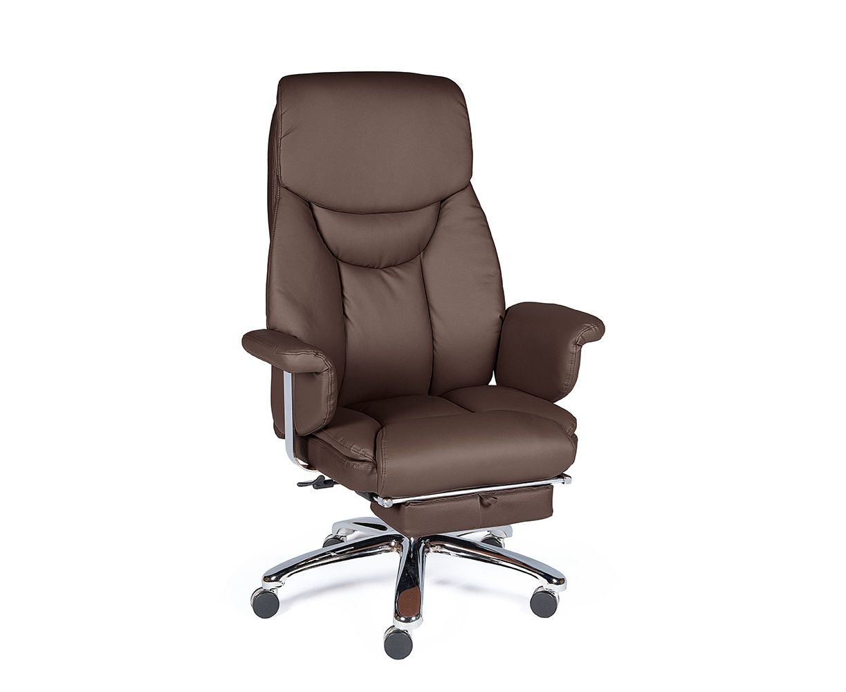Кресло офисное / Парламент / (brown) сталь + хром / темно-коричневая экокожа