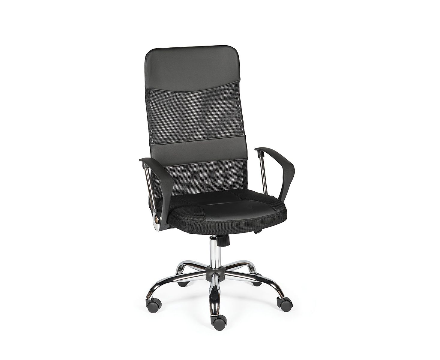 Кресло офисное / Директ / (black) черная экокожа + черная сетка