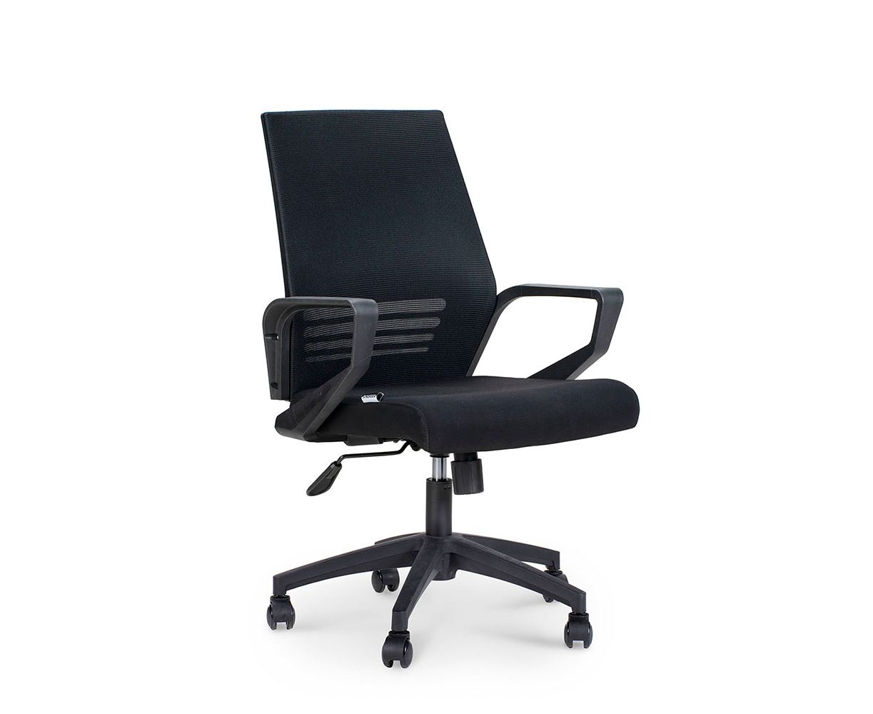 Кресло офисное / Эрго black LB / черный пластик / черная сетка / черная ткань
