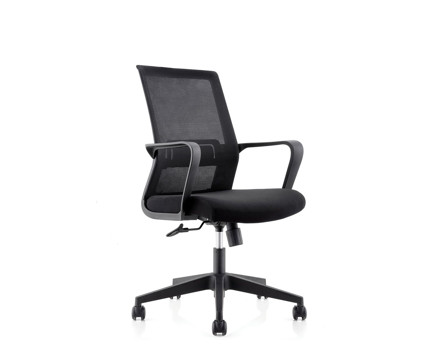 Кресло офисное / Интер LB / черный пластик / черная сетка / черная ткань