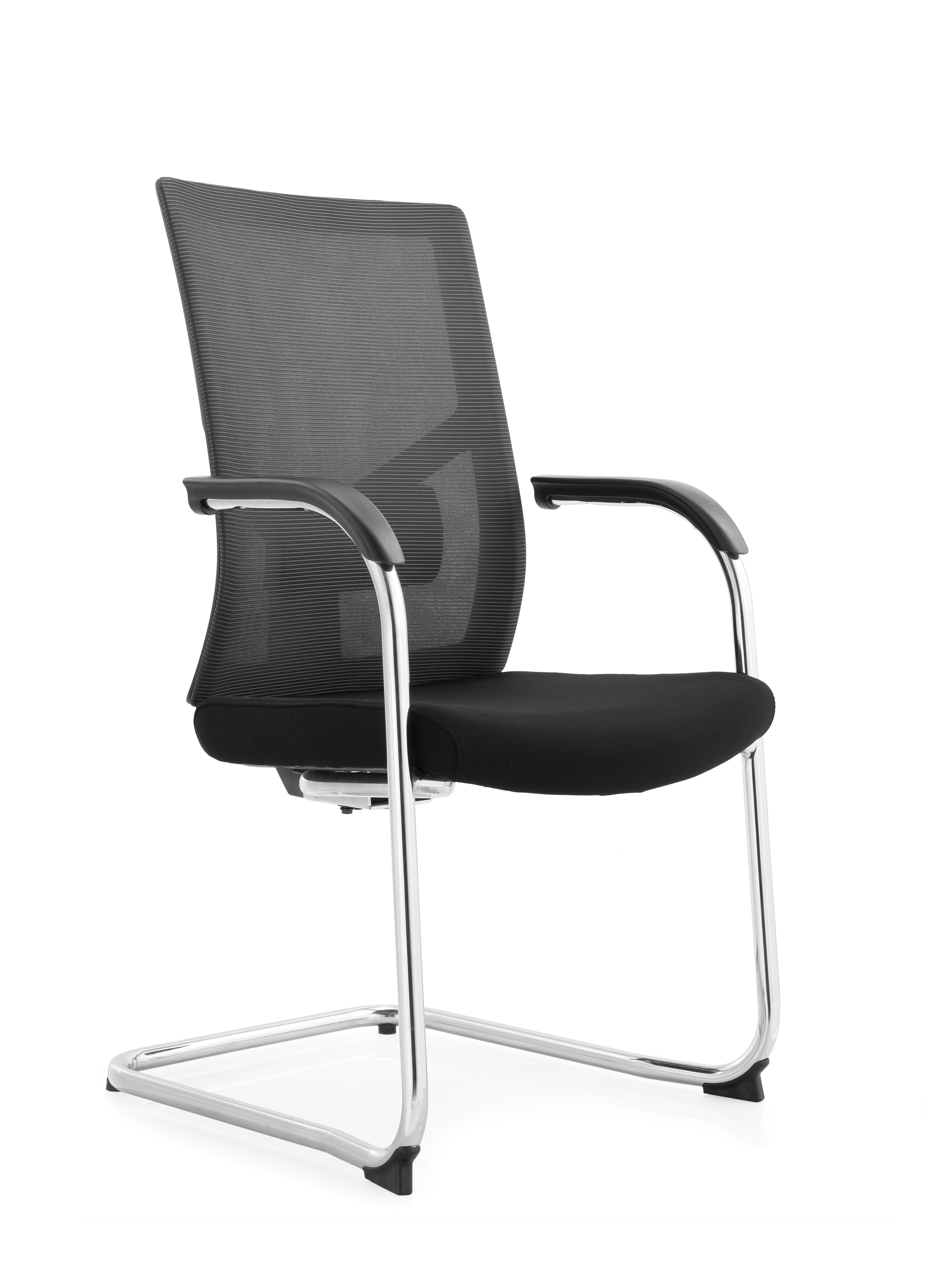 Кресло офисное / Сильвия gray CF / хром / серая сетка/ черная ткань